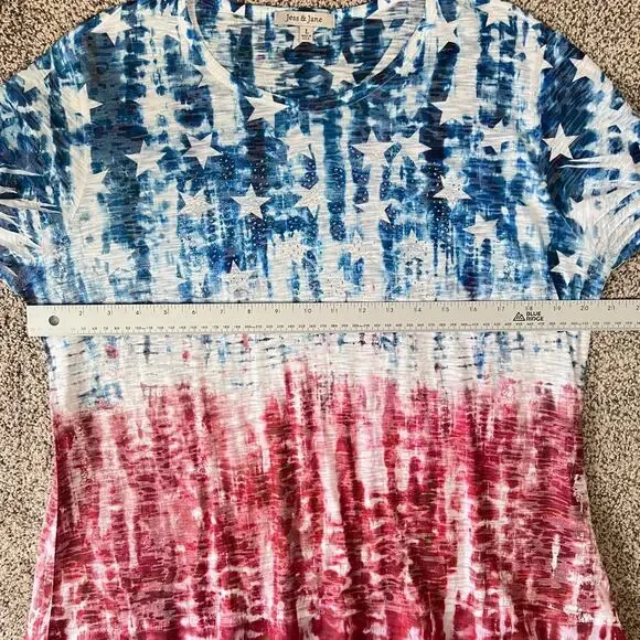 Jess & Jane Womens L Boho Artsy Eclectic Indie USA Rhinestone Star Tunic Top - Picture 10 of 12